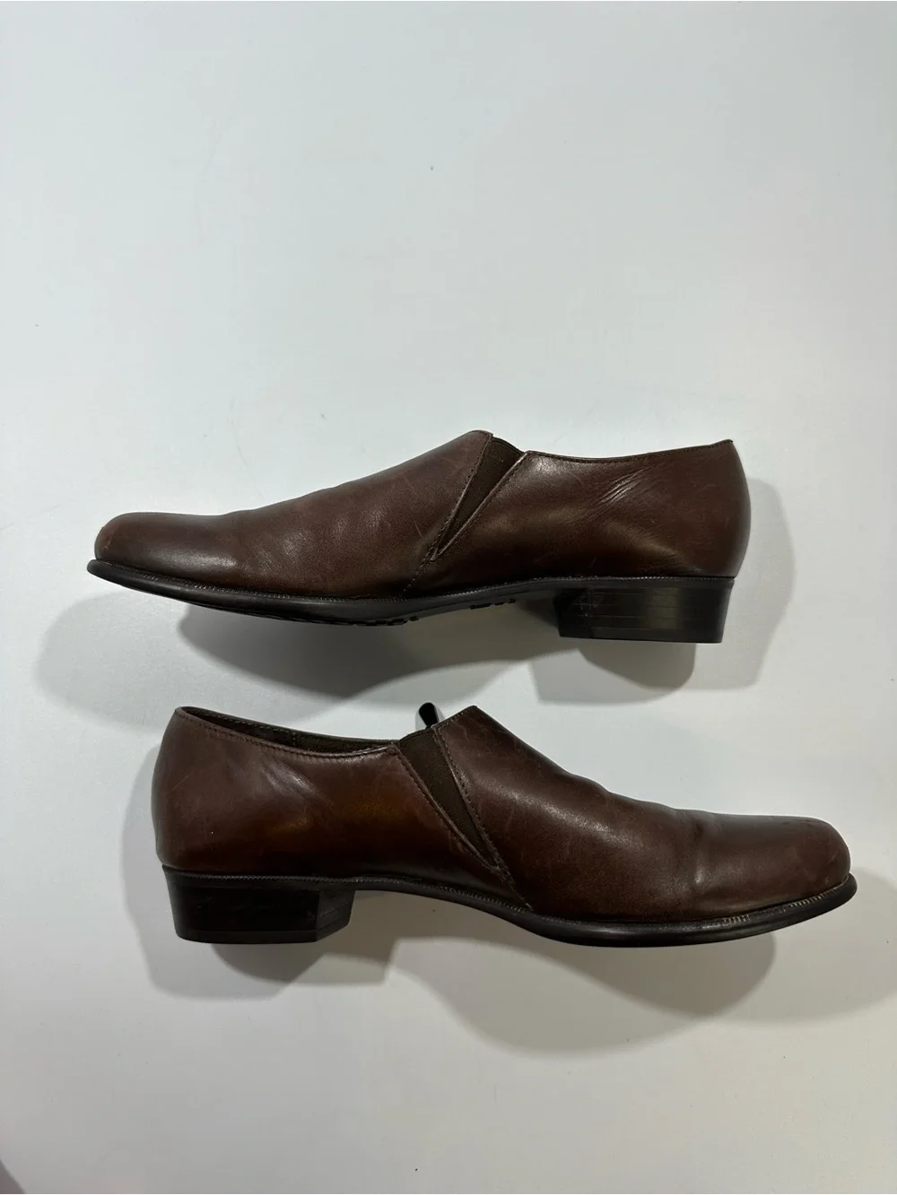 Munro American Brown Leather Side Zip Comfort Shoes Made USA Women 7.5 SS